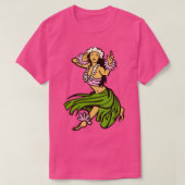  Hawaiian Hula Dancer Toon Retro Hula Meisje T-shirt (Design voorkant)