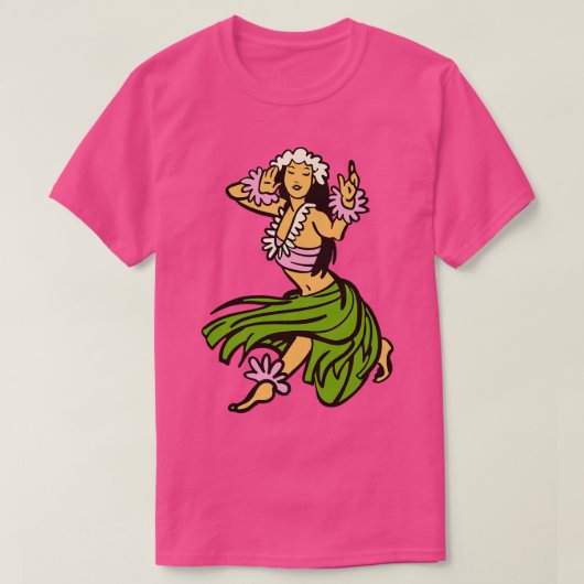 Hawaiian Hula Dancer Toon Retro Hula Meisje T-shirt (Design voorkant)