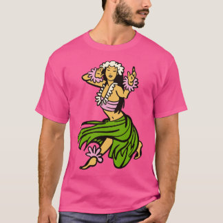 Hawaiian Hula Dancer Toon Retro Hula Meisje T-shirt