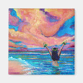 Hawaiian Hula Girl op Sunrise Magnet (Voorkant)