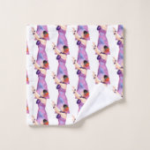 Hawaiian Hula Girl Paarse Bath Towel Set Bad Handdoek (Wasdoekje)