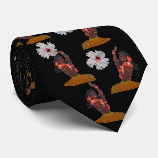 Hawaiian Hula Girl Tropische Hibiscus Stropdas (Opgerold)