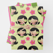 Hawaiian Hula Girl Wrapping Paper Set (In situ)