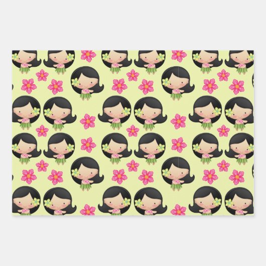 Hawaiian Hula Girl Wrapping Paper Set (Voorkant)