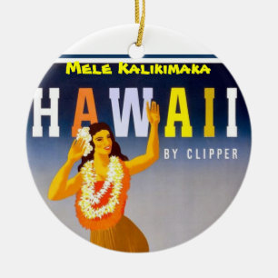 Hawaiian Hula Girls Mele Kalikimaka Keramisch Ornament
