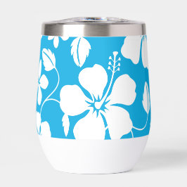 HAWAIIAN (HULA) HIBISCUS PATROON IN BLAUW