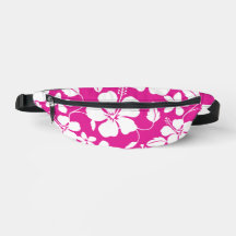 HAWAIIAN HULA (HIBISCUS) PATROON IN HEET ROZE