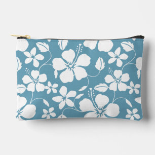 HAWAIIAN HULA (HIBISCUS) PATROON IN LEISTEEN BLAUW ETUI