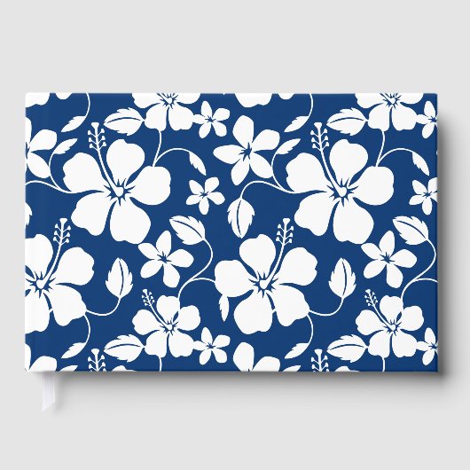 HAWAIIAN HULA (HIBISCUS) PATROON IN NAVY BLUE GASTENBOEK (Voorkant)