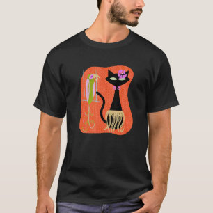 Hawaiian Hula kat met tropische tiki vogel en Hibi T-shirt