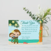 Hawaiian Hula Monkey Baby shower Dank je wel, BOY# Kaart (Staand voorkant)