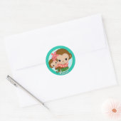 Hawaiian Hula Monkey Baby shower sticker Mahalo (Envelop)