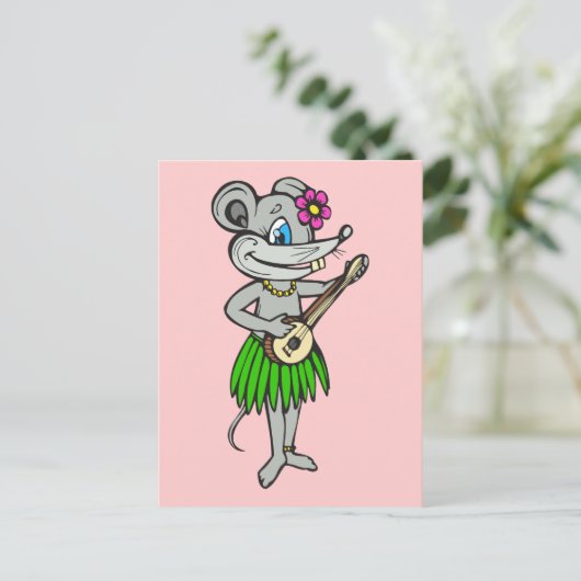 Hawaiian Hula Mouse Briefkaart (Staand voorkant)