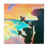 Hawaiian Hula Sunrise Tile Tegeltje (Voorkant)