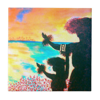 Hawaiian Hula Sunrise Tile Tegeltje