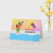 Hawaiian Independence Day Hula Dancer met Torch Kaart (Gele Bloem)