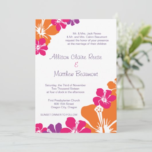 Hawaiian Invite Kaart (Staand voorkant)