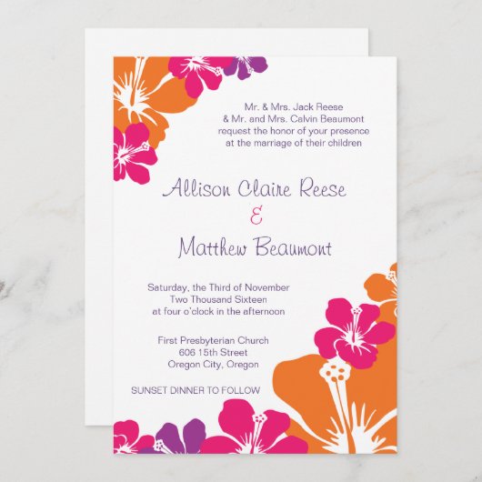 Hawaiian Invite Kaart (Voorkant / Achterkant)