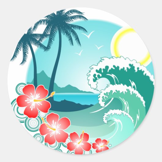 Hawaiian Island 2 Ronde Sticker (Voorkant)