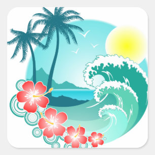 Hawaiian Island 3 Vierkante Sticker