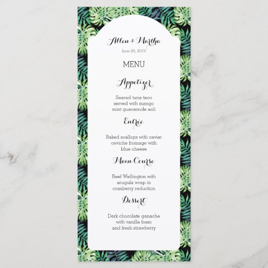 Hawaiian Island Beach Wedding Menu (Voorkant)
