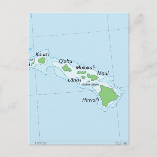Hawaiian Island Chain Map Briefkaart (Voorkant)