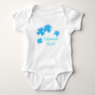 Hawaiian Island Girl Tropical Floral Aqua Infants Romper