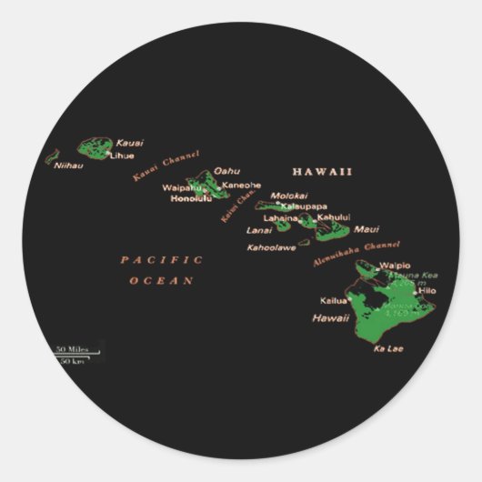 Hawaiian Island-kaart Ronde Sticker (Voorkant)