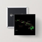 Hawaiian Island-kaart Vierkante Button 5,1 Cm (Voorkant /achterkant)