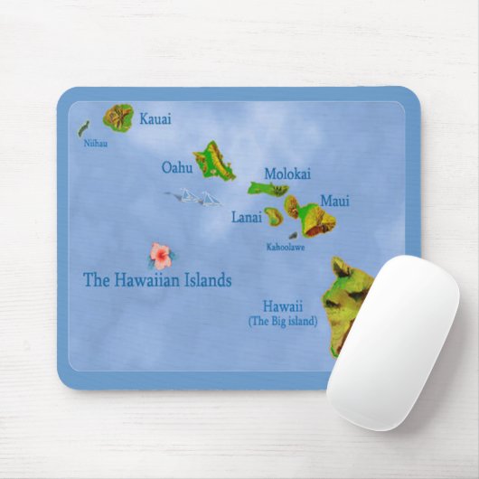 Hawaiian Island Map mousepad Muismat (Met muis)