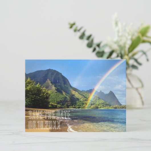 Hawaiian Islands Destination Wedding Save the Date (Staand voorkant)