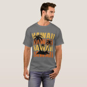 Hawaiian Islands Surf Style Palm Trees Beach print T-shirt (Voorkant volledig)