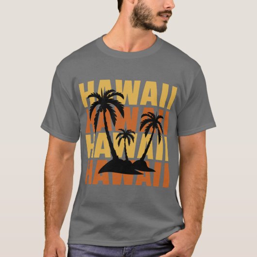 Hawaiian Islands Surf Style Palm Trees Beach print T-shirt (Voorkant)