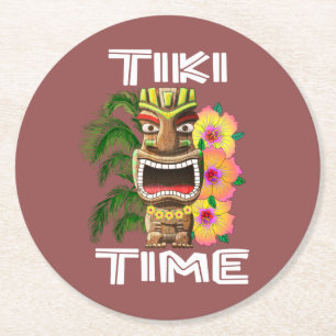 Hawaiian Islands Tiki Statue Ronde Kartonnen Onderzetter