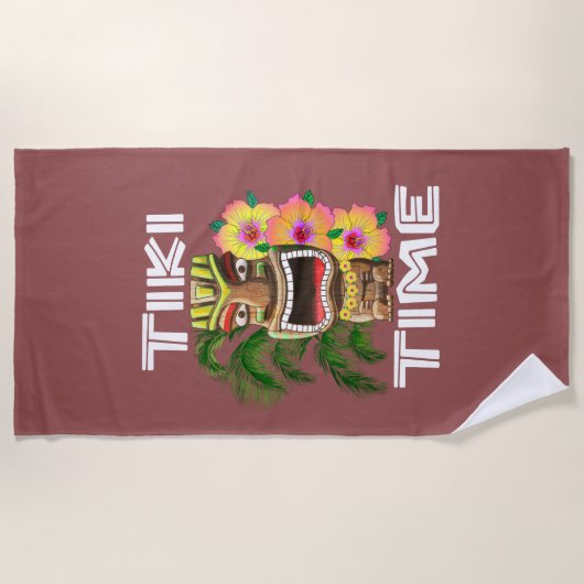 Hawaiian Islands Tiki Statue Strandlaken (Voorkant)