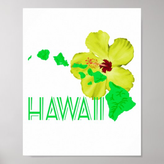 Hawaiian Islands Yellow Hibiscus Flower Poster (Voorkant)