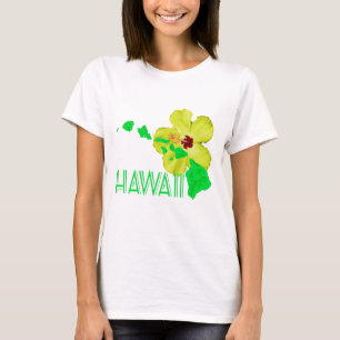 Hawaiian Islands Yellow Hibiscus Flower T-shirt