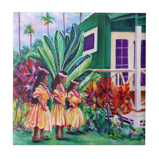 Hawaiian Keiki Hula Girls Tegeltje (Voorkant)