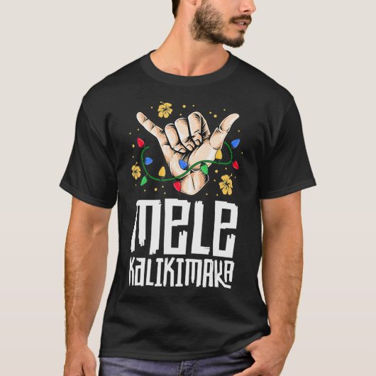 Hawaiian kerstMannen Mele Kaliki Shaka Kalikima T-shirt (Voorkant)