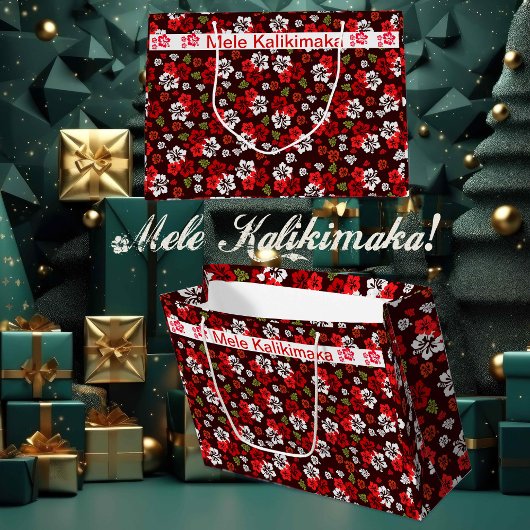 Hawaiian Kerstmis Hibiscus Large Gift Bag Groot Cadeauzakje
