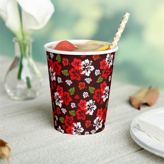 Hawaiian Kerstmis Hibiscus Paper Cup Papieren Bekers (Insitu)