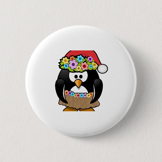 Hawaiian Kerstmis Penguin Ronde Button 5,7 Cm (Voorkant)