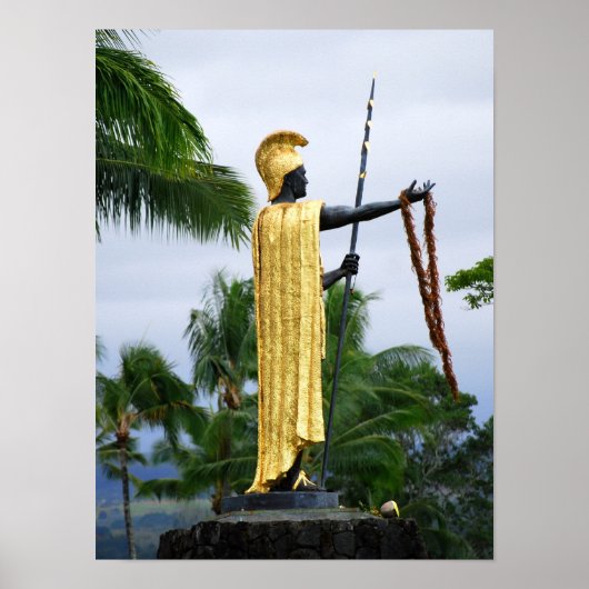 Hawaiian King Kamehameha Statue, Side Uitzicht Poster (Voorkant)