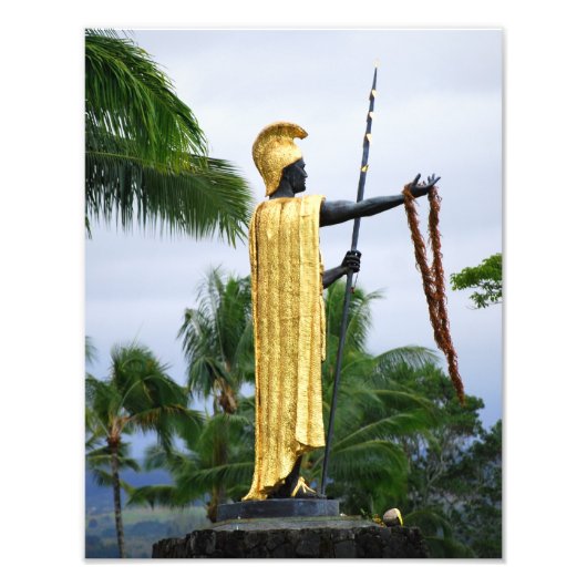 Hawaiian King Kamehameha Statue, Side View Foto Afdruk (Voorkant)