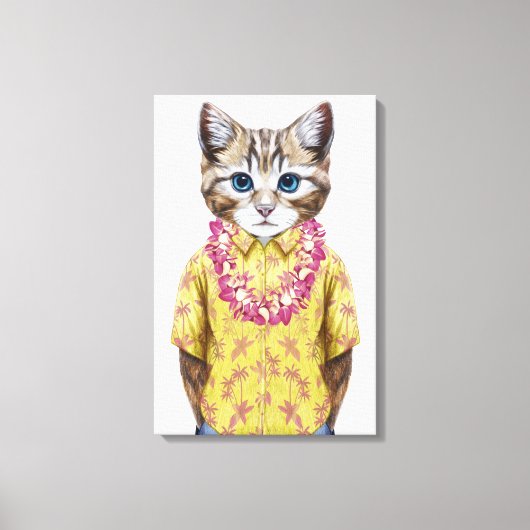 Hawaiian Kitty Cat Canvas Afdruk (Voorkant)