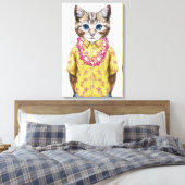 Hawaiian Kitty Cat Canvas Afdruk (Insitu (Slaapkamer))