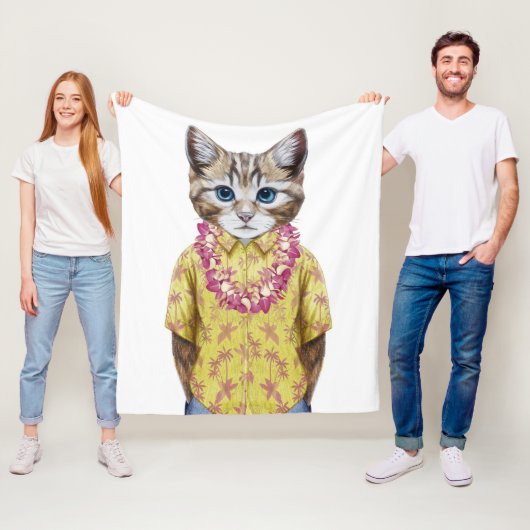 Hawaiian Kitty Cat Fleece Deken (In situ)