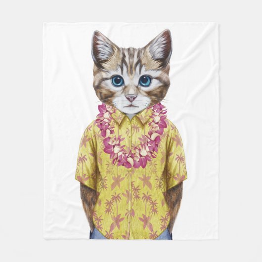 Hawaiian Kitty Cat Fleece Deken (Voorkant)