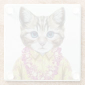 Hawaiian Kitty Cat Glazen Onderzetter (Achterkant)