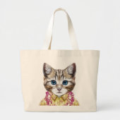 Hawaiian Kitty Cat Grote Tote Bag (Voorkant)